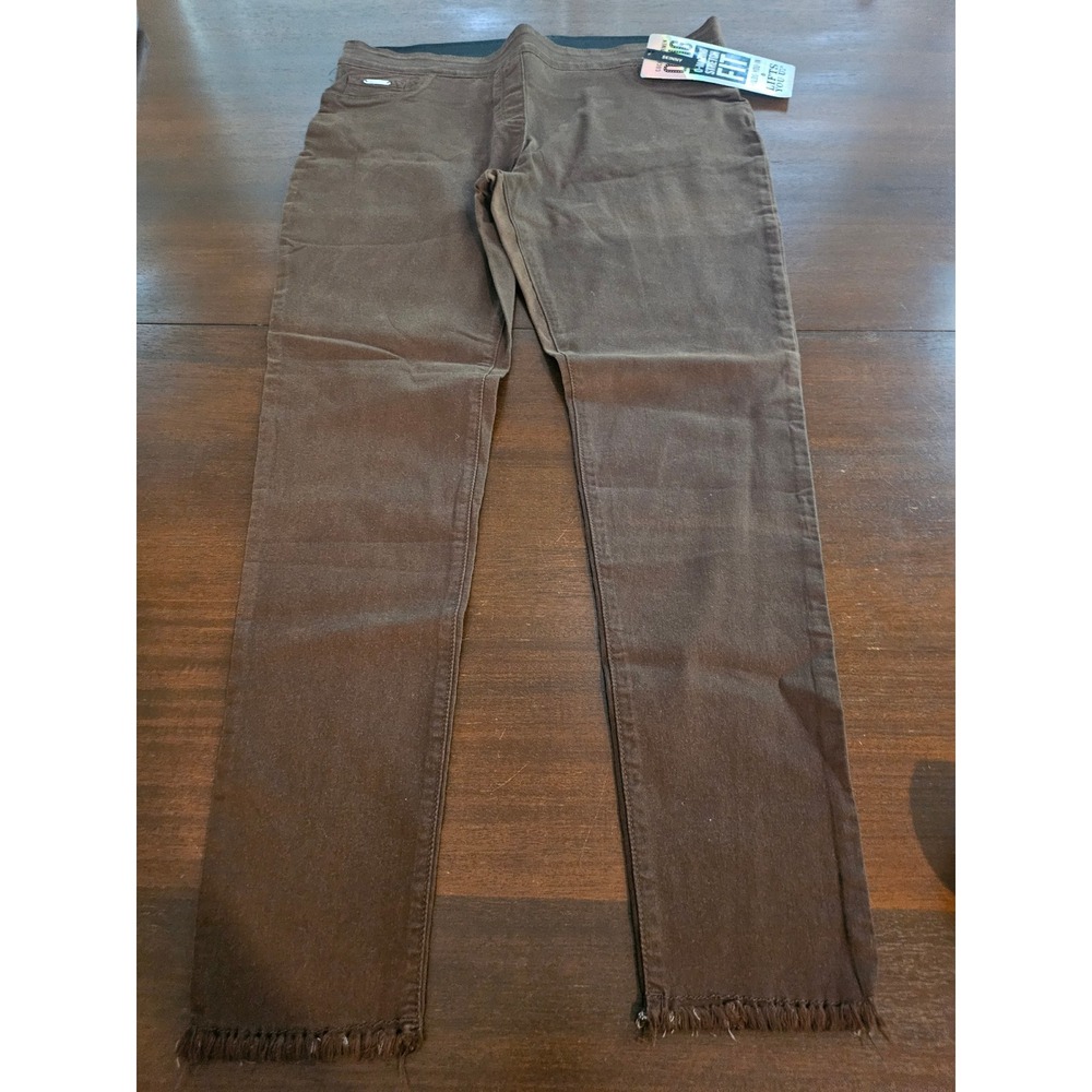 Coco + Carmen Skinny Pants Womens XL Brown Stretch Frayed Hem Pull On 21390C6Q